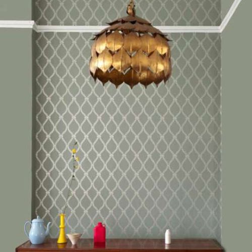 Traditional wallpaper - CRIVELLI TRELLIS - Farrow & Ball - geometric / fabric look / gray