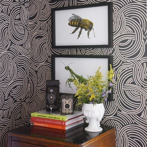 Art Deco wallpaper - TOURBILLON series - Farrow & Ball - geometric pattern / green / brown
