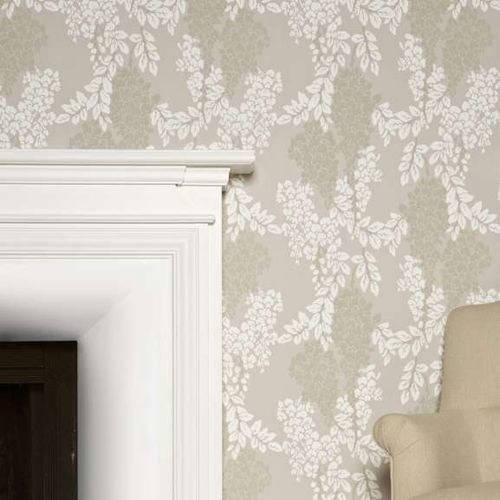 Contemporary wallpaper - WISTERIA series - Farrow & Ball - floral / yellow / red