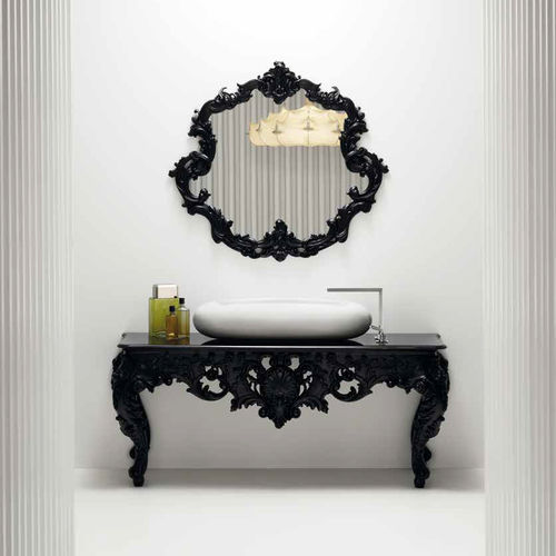 Resin vanity top - NEW ANTIQUES  - BISAZZA - matte lacquered wood / glass / custom-made