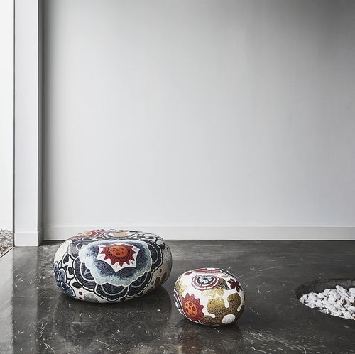 Contemporary pouf - GOLNAR - BISAZZA - concrete / oval / outdoor