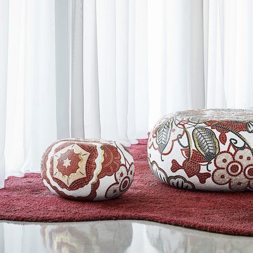 Contemporary pouf - KAROLINA - BISAZZA - concrete / oval / outdoor