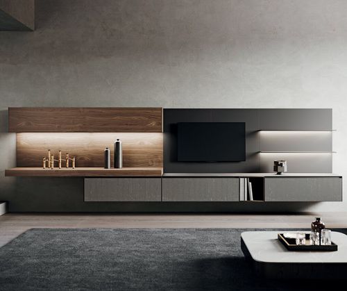 Contemporary TV wall unit - AVOLA GRES - BINOVA S.p.A. - wooden / aluminum / with storage