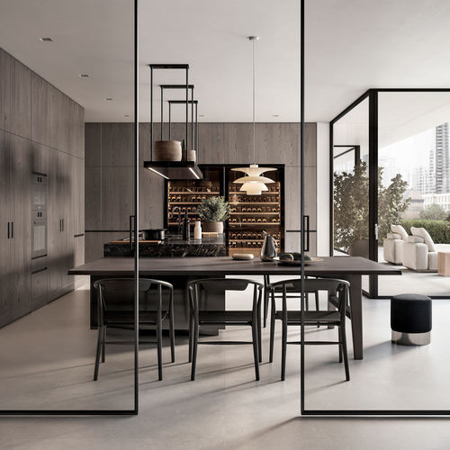 Contemporary kitchen - CONVIVIUM, ERA SYSTEM - Arclinea - marble / anodized aluminum / Fenix NTM®