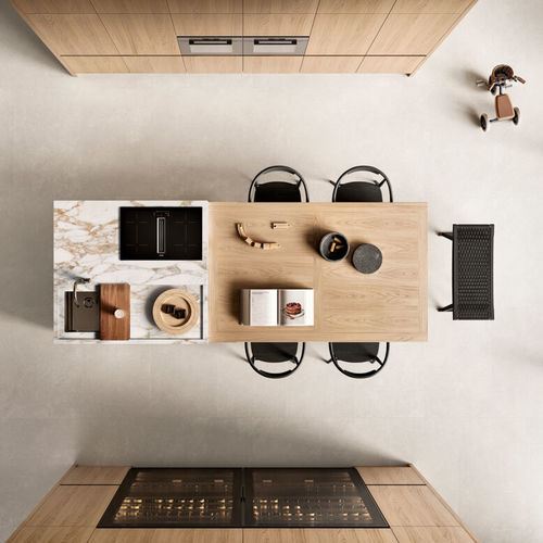 Peninsula kitchen - ERA SYSTEM - Arclinea - contemporary / wooden / stone