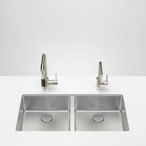 Double kitchen sink - 38 240 004-86 - DORNBRACHT - without drainboard / polished stainless steel / brushed stainless steel