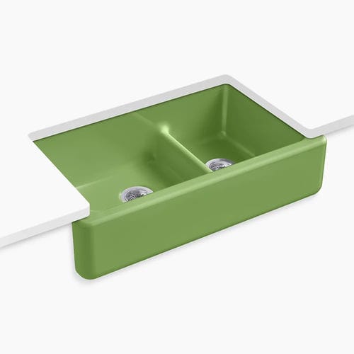 Double kitchen sink - WHITEHAVEN™ - Kohler - without drainboard / cast iron / undermount