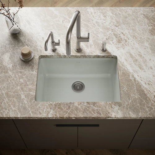 Single-bowl kitchen sink - IRON/TONES® - Kohler - without drainboard / cast iron / undermount