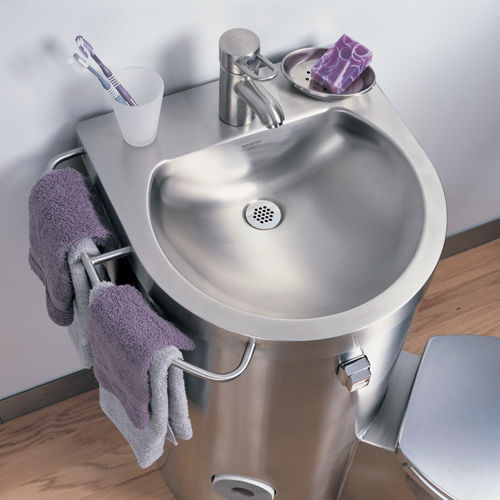 Free-standing washbasin - NEO-COMBY : 8960  - Neo-Metro - stainless steel / with mixer tap / contemporary