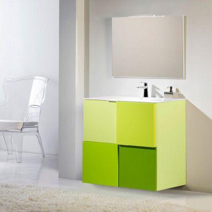 Free-standing washbasin cabinet - CUBE - ottofond - MDF / contemporary / with mirror