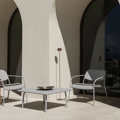Contemporary coffee table - YUA - Blomus - powder-coated steel / powder-coated steel base / rectangular