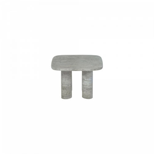 Contemporary side table - VOLOS - Blomus - travertine / travertine base / round