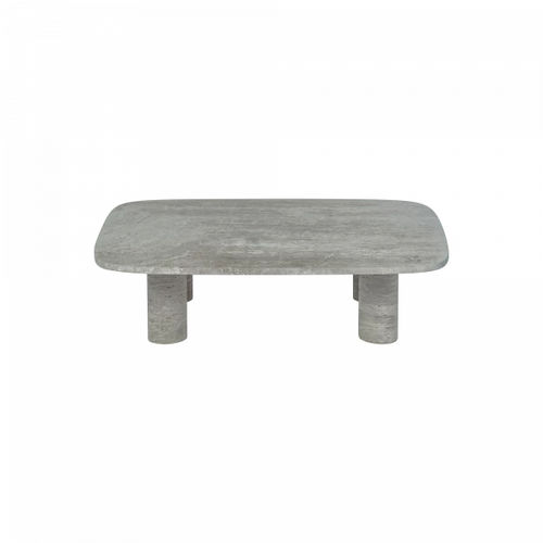 Contemporary coffee table - VOLOS - Blomus - travertine / travertine base / rectangular