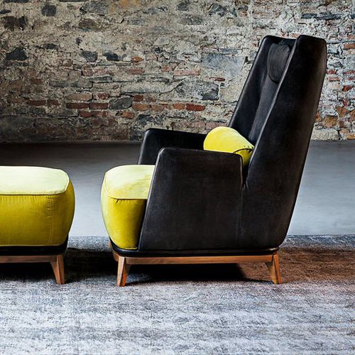 Contemporary armchair - 430 OPERA - Vibieffe - leather / fabric / with footrest