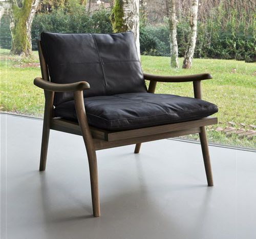 Contemporary armchair - 1000 FAST - Vibieffe - leather / fabric / walnut