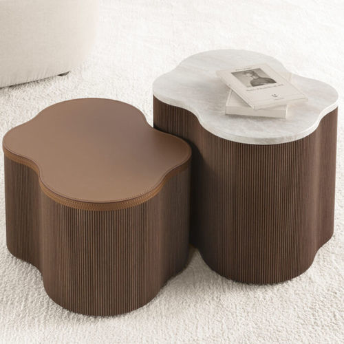 Contemporary coffee table - 9060_MIRA - Vibieffe - marble / wooden base / geometric