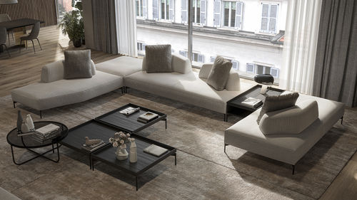 Modern sofa - 120_ AIR - Vibieffe - fabric / leather / white