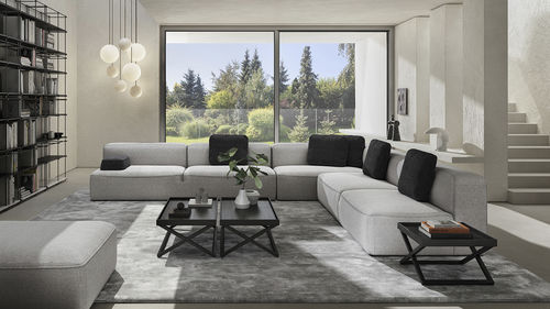 Contemporary sofa - 275_GLAM - Vibieffe - fabric / polyurethane foam / leather