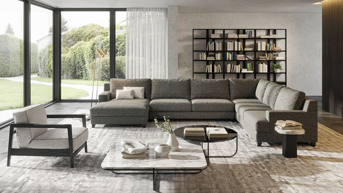Contemporary sofa - 400_SENZA TEMPO - Vibieffe - fabric / leather / white
