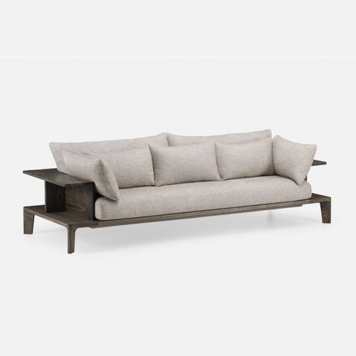Contemporary sofa - PLATFORM - DE LA ESPADA - fabric / leather / with storage compartment