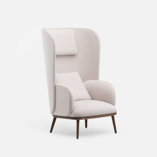 Contemporary lounge chair - BLANCHE BERGERE - DE LA ESPADA - fabric / leather / oak