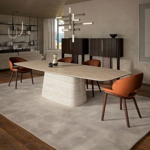 Contemporary dining table - NAPOLEON - Cattelan Italia - wooden / ceramic / ceramic base