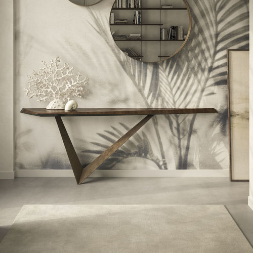 Contemporary sideboard table - VARENNE - Cattelan Italia - walnut / lacquered metal steel base / triangular