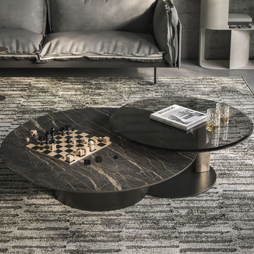 Contemporary coffee table - ARENA  - Cattelan Italia - smoked glass / wooden / ceramic