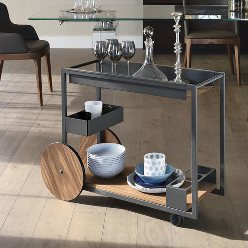 Home service trolley - BRANDY - Cattelan Italia - oak / walnut / lacquered steel