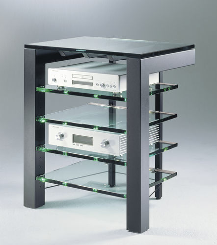 Contemporary hi-fi cabinet - FOCUS 72 - Schroers & Schroers - glass / powder-coated steel / adjustable-height