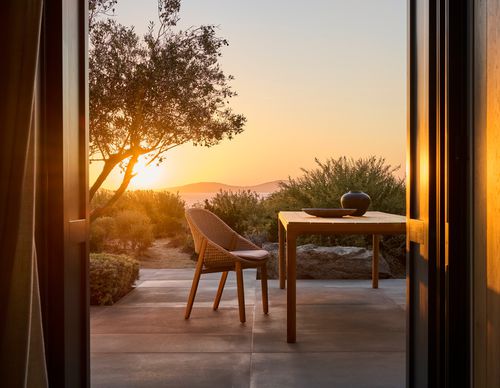 Contemporary chair - ELIO - Tribù - outdoor / Tricord® / teak base