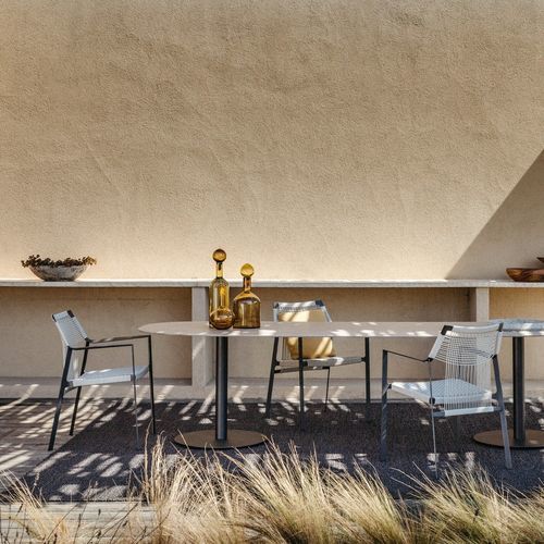 Design armchair - NODI - Tribù - Canax® / powder-coated steel / in lacquered stainless steel