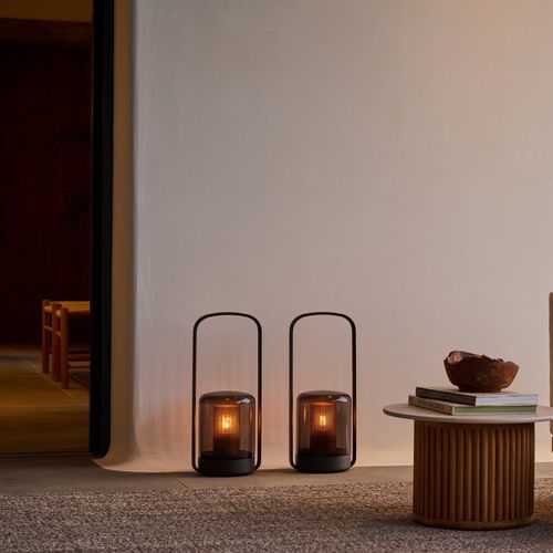 Portable lamp - LUNA - Tribù - cast aluminum / blown glass / contemporary