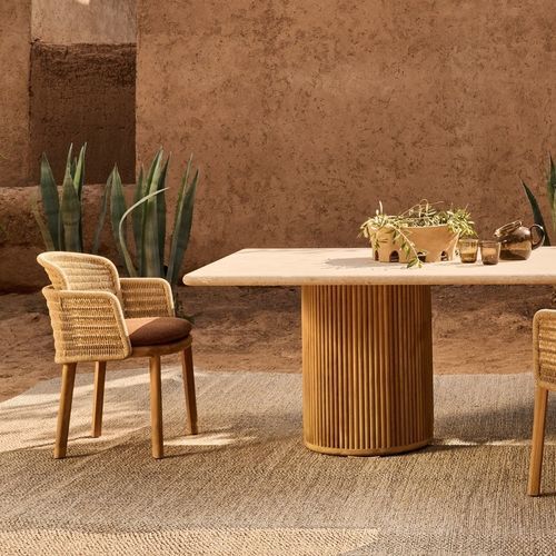 Design armchair - SURO - Tribù - teak / teak / with removable cushion
