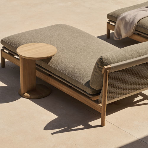 Contemporary side table - AMANU - Tribù - teak / teak base / round