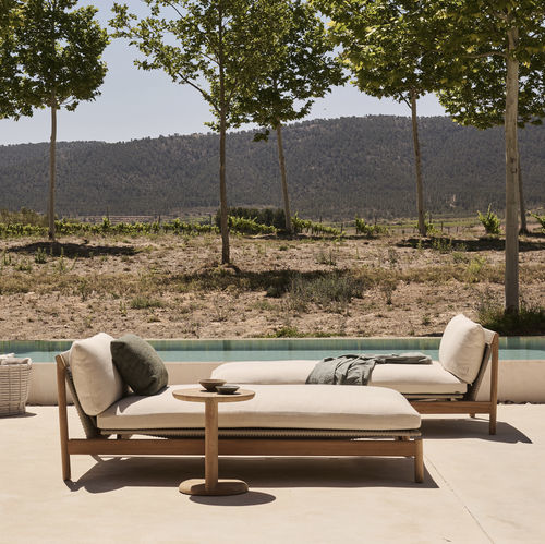 Contemporary sun lounger - AMANU - Tribù - fabric / Canax® / teak