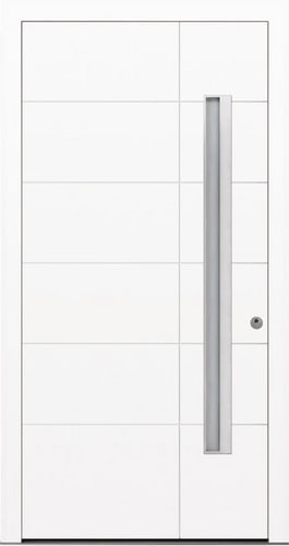 Entry door - HT 410 GA-B0B - Internorm - aluminum / swing / semi-glazed
