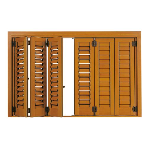 Folding shutter - K60 - KIKAU - jalousie / aluminum / wood look