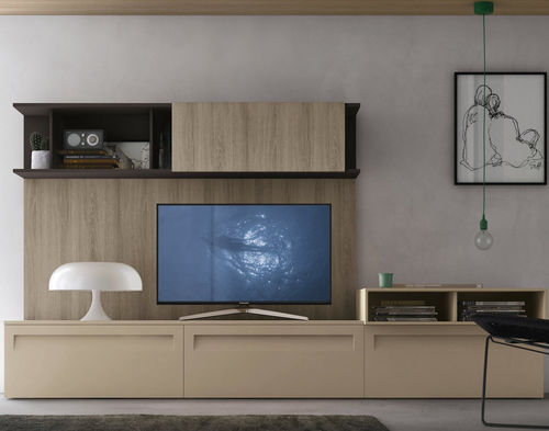 Contemporary TV wall unit - STOSA CUCINE - laminate / polymer / lowboard