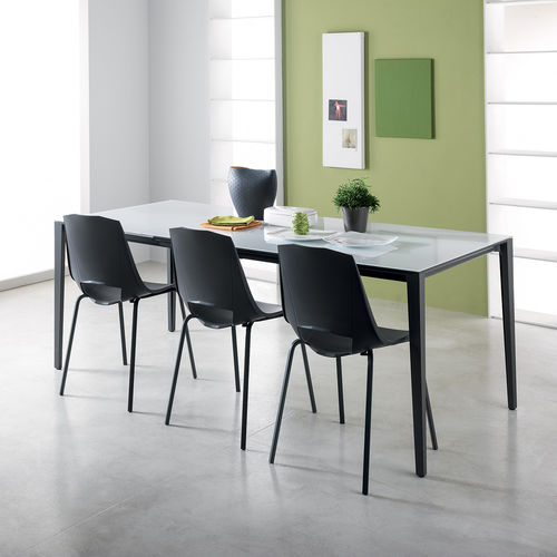 Contemporary Dining Table Fusion Stosa Cucine Glass Painted Metal Base Rectangular Contemporary Dining Table Fusion, Fusion Dining Table