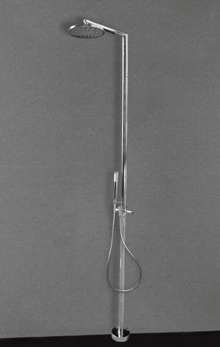 Steel shower column - TUBE - Megius SpA - chrome finish / on foot / contemporary