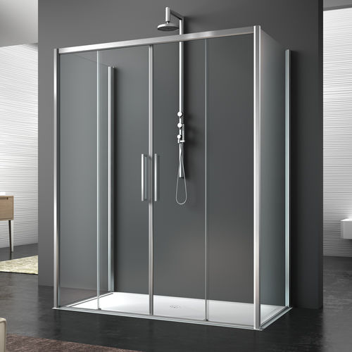 Glass shower enclosure - LIVE TOP P2S+F00+F00 - Megius SpA - aluminum / with sliding door / rectangular
