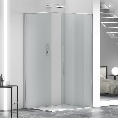 Glass shower enclosure - ZEN A1S+FS0 - Megius SpA - aluminum / stainless steel / with sliding door