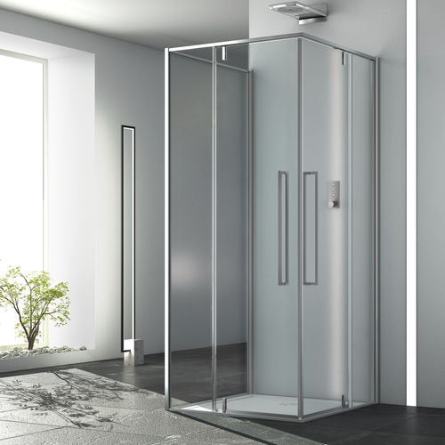 Glass shower enclosure - ZEN B12+B12+F00 - Megius SpA - aluminum / with pivot door / square
