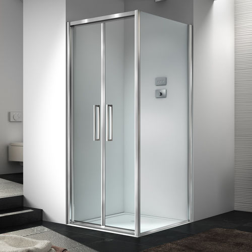 Glass shower enclosure - LIVE TOP SAL+F00 - Megius SpA - aluminum / with pivot door / corner