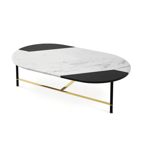 Contemporary coffee table - COOKIES - Gallotti&Radice - anodized aluminum / marble / oval