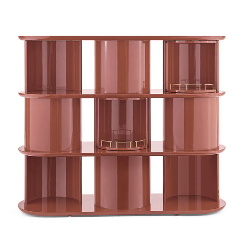 Contemporary shelf - HIDE&SEEK - Gallotti&Radice - lacquered wood / with storage compartment / red