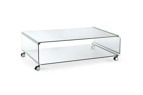 Contemporary coffee table - GEORGE 2 - Gallotti&Radice - tempered glass / stainless steel base / rectangular