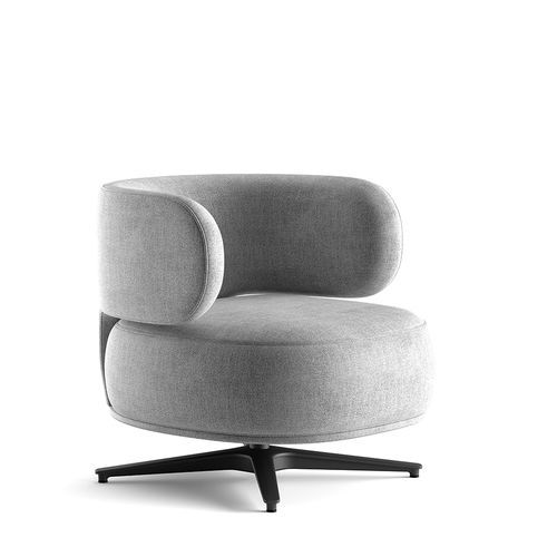 Contemporary armchair - Akiko Lounge - Gallotti&Radice - fabric / leather / metal