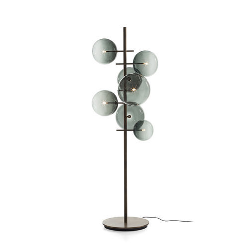 Floor-standing lamp - Bolle Stelo - Gallotti&Radice - brass / lacquered metal / blown glass